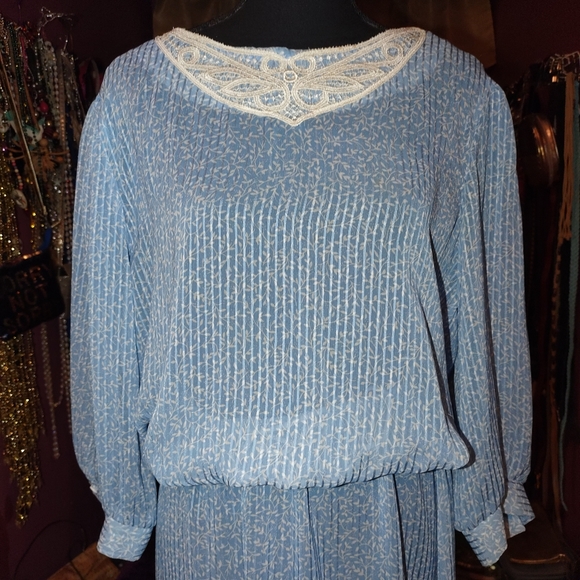 Via Sant Andrea Vintage Sheer Baby Blue Dress M - Picture 4 of 8